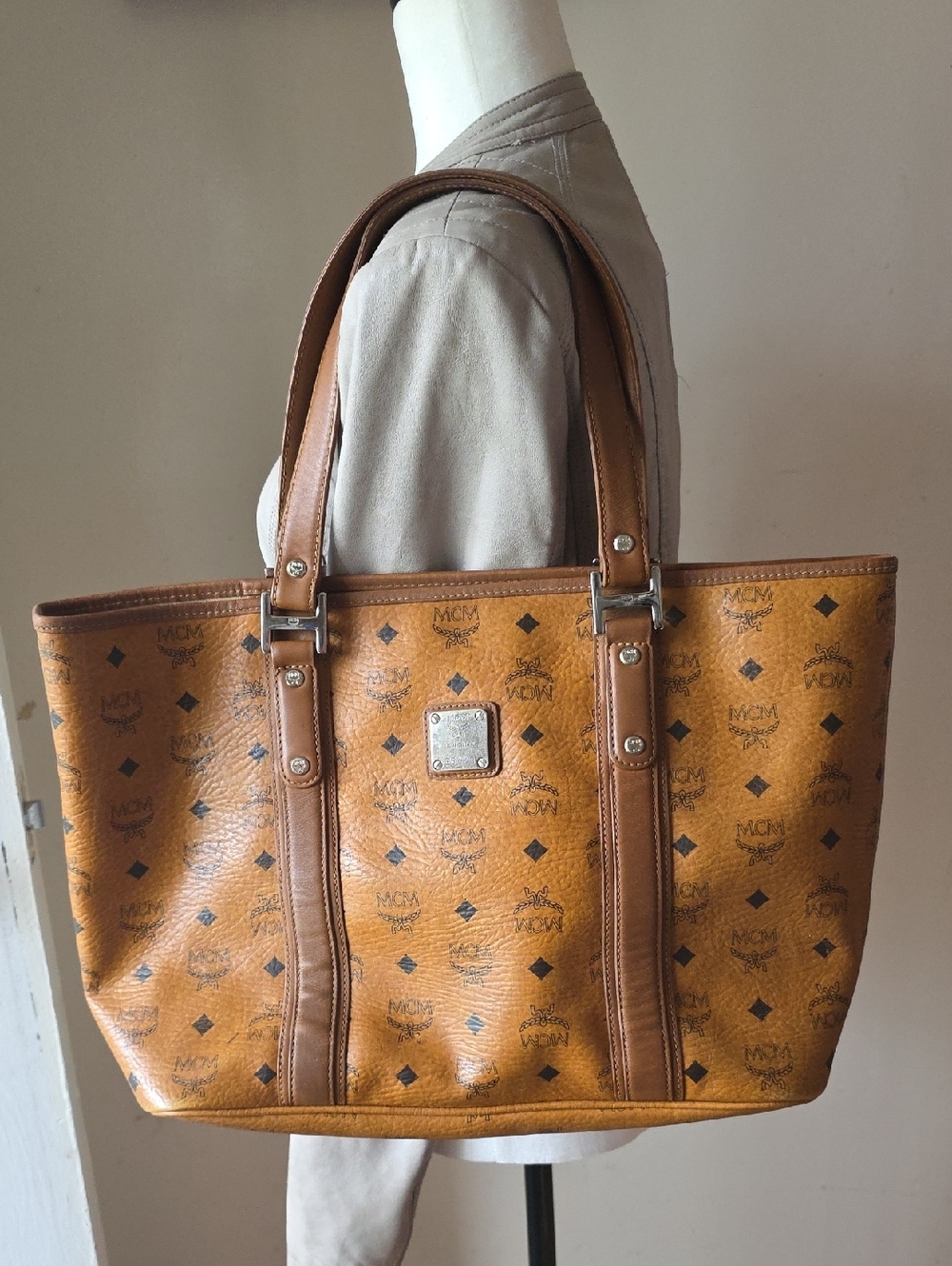 MCM Cognac Visetos Tote Bag